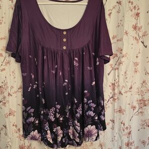 Purple Floral Women's Top